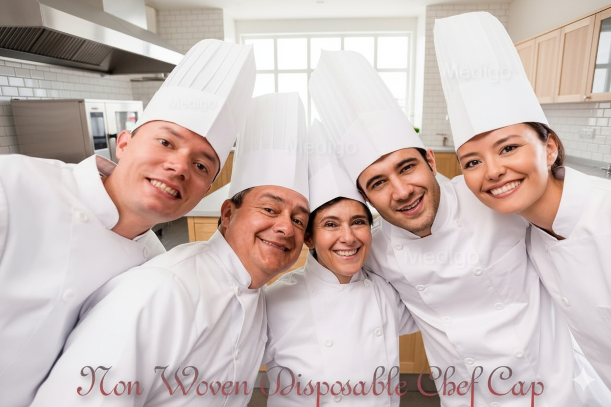 👨‍🍳 Unisex 50 Pcs Disposable Chef Hats (30 GSM Thin Paper Polyester Blend)
