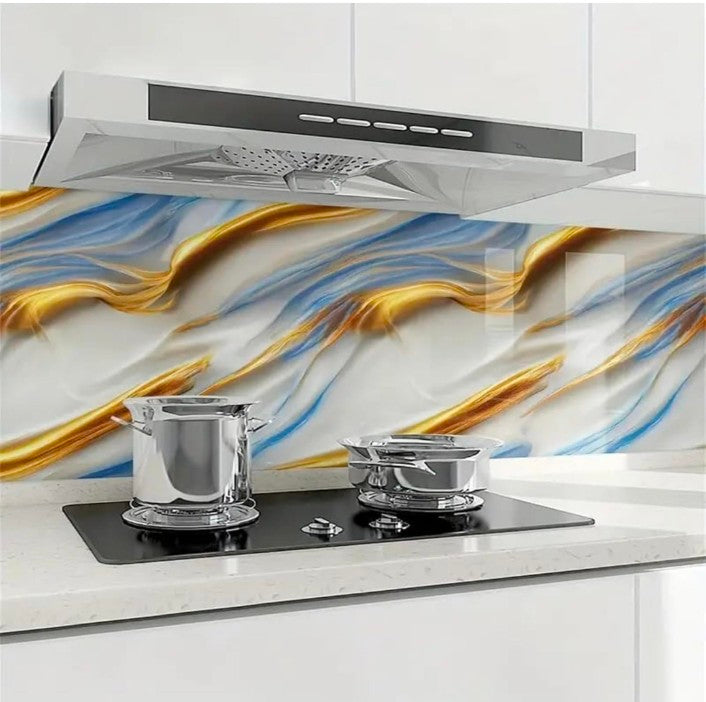 New Vinyl Marble Wallpaper Peel and Stick Waterproof Wallpaper for Home Kitchen Countertop Cabinet Furniture Oil Proof Kitchen Stickers (60X200) (SE-New Ocean Gold)