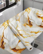 Premium Wall Stickers DIY Wallpaper Vinyl Marble Peel and Stick Waterproof Wallpaper for Home Kitchen Countertop Cabinet Furniture Oil Proof Kitchen Stickers(60x200cm) (Premium White Gold)