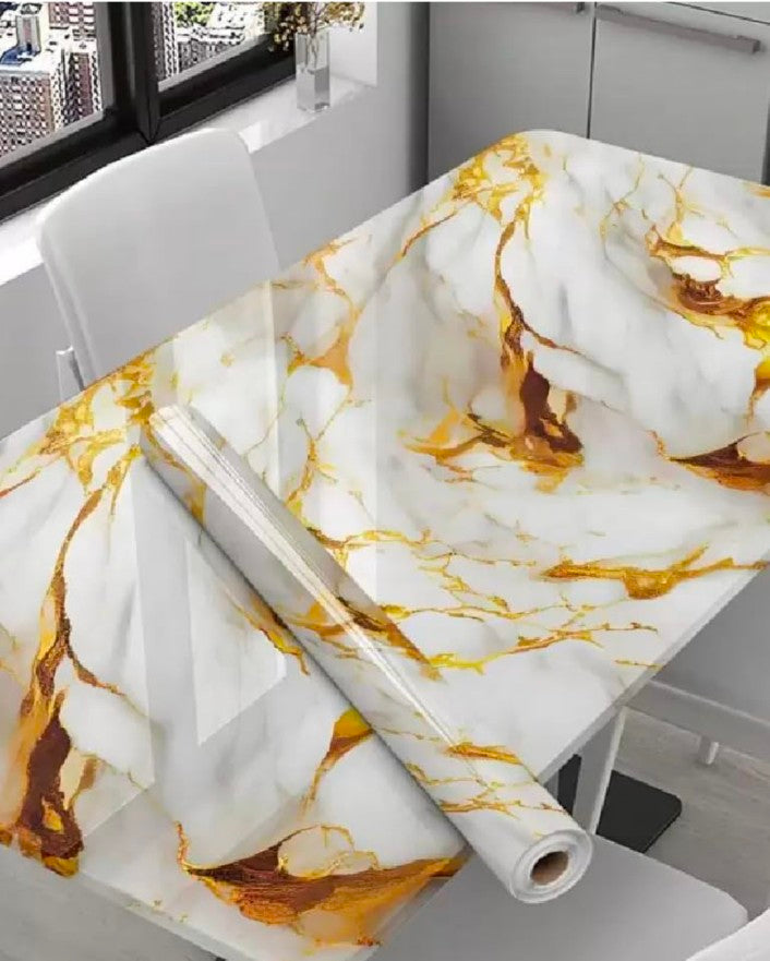 Premium Wall Stickers DIY Wallpaper Vinyl Marble Peel and Stick Waterproof Wallpaper for Home Kitchen Countertop Cabinet Furniture Oil Proof Kitchen Stickers(60x200cm) (Premium White Gold)