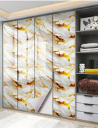 Premium Wall Stickers DIY Wallpaper Vinyl Marble Peel and Stick Waterproof Wallpaper for Home Kitchen Countertop Cabinet Furniture Oil Proof Kitchen Stickers(60x200cm) (Premium White Gold)
