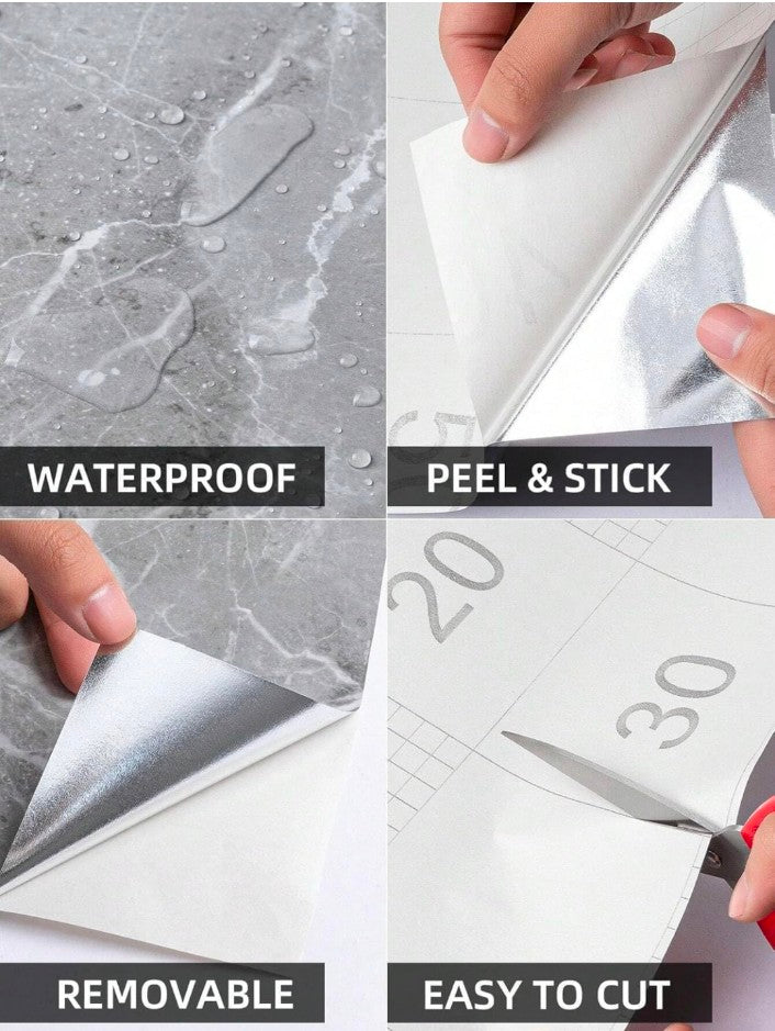 New Vinyl Marble Wallpaper Peel and Stick Waterproof Wallpaper for Home Kitchen Countertop Cabinet Furniture Oil Proof Kitchen Stickers (60X200) (SE-New Ocean Gold)