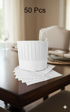 👨‍🍳 Unisex 50 Pcs Disposable Chef Hats (30 GSM Thin Paper Polyester Blend)