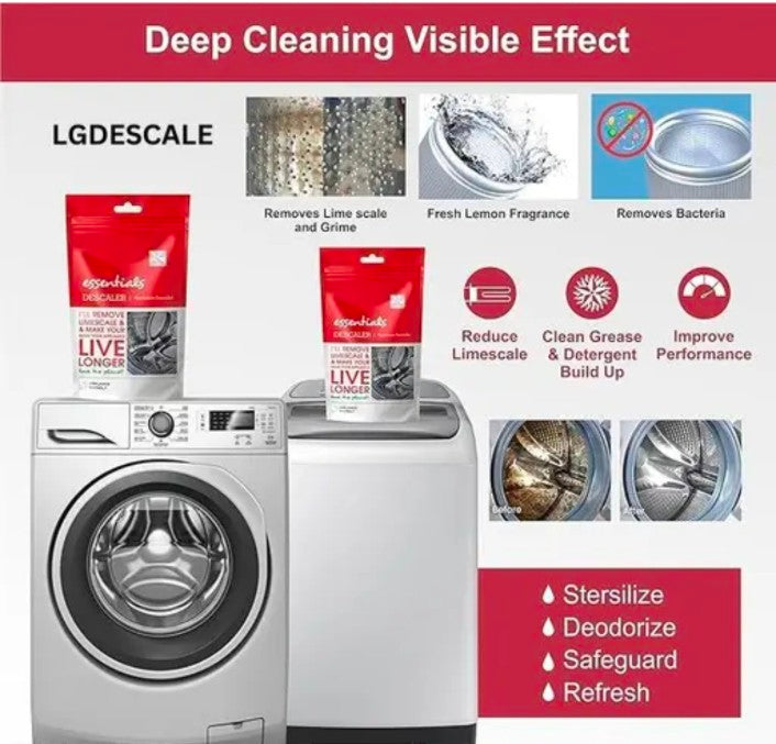 Washing Machine Descaler Powder - 100g Each – Effectively Removes Limescale, Improv Machine Performance & Lifespan.