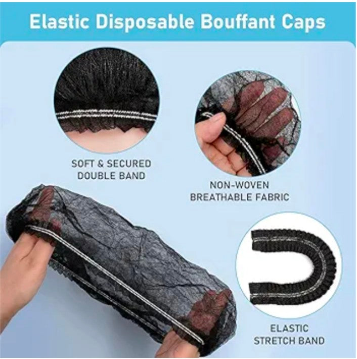 Disposable Nonwoven Bouffant Caps, Hair Net, Cap For Salon, Spa, Catering.