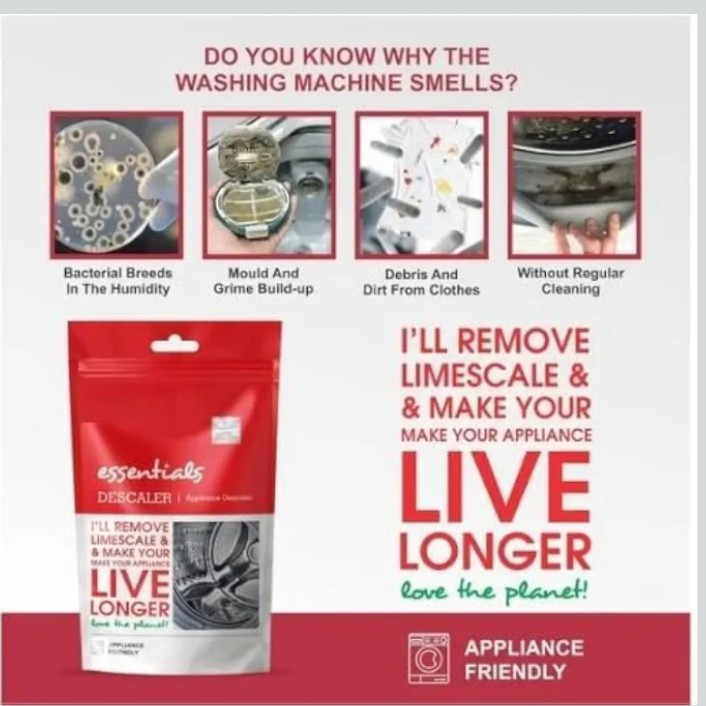Washing Machine Descaler Powder - 100g Each – Effectively Removes Limescale, Improv Machine Performance & Lifespan.