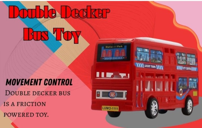 Double Decker Bus Toy for Kids – Pull Back Vehicle Toy, Push & Go Toy Bus for Boys & Girls Age 3+, Fun Birthday Gift for Kids.
