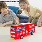 Double Decker Bus Toy for Kids – Pull Back Vehicle Toy, Push & Go Toy Bus for Boys & Girls Age 3+, Fun Birthday Gift for Kids.