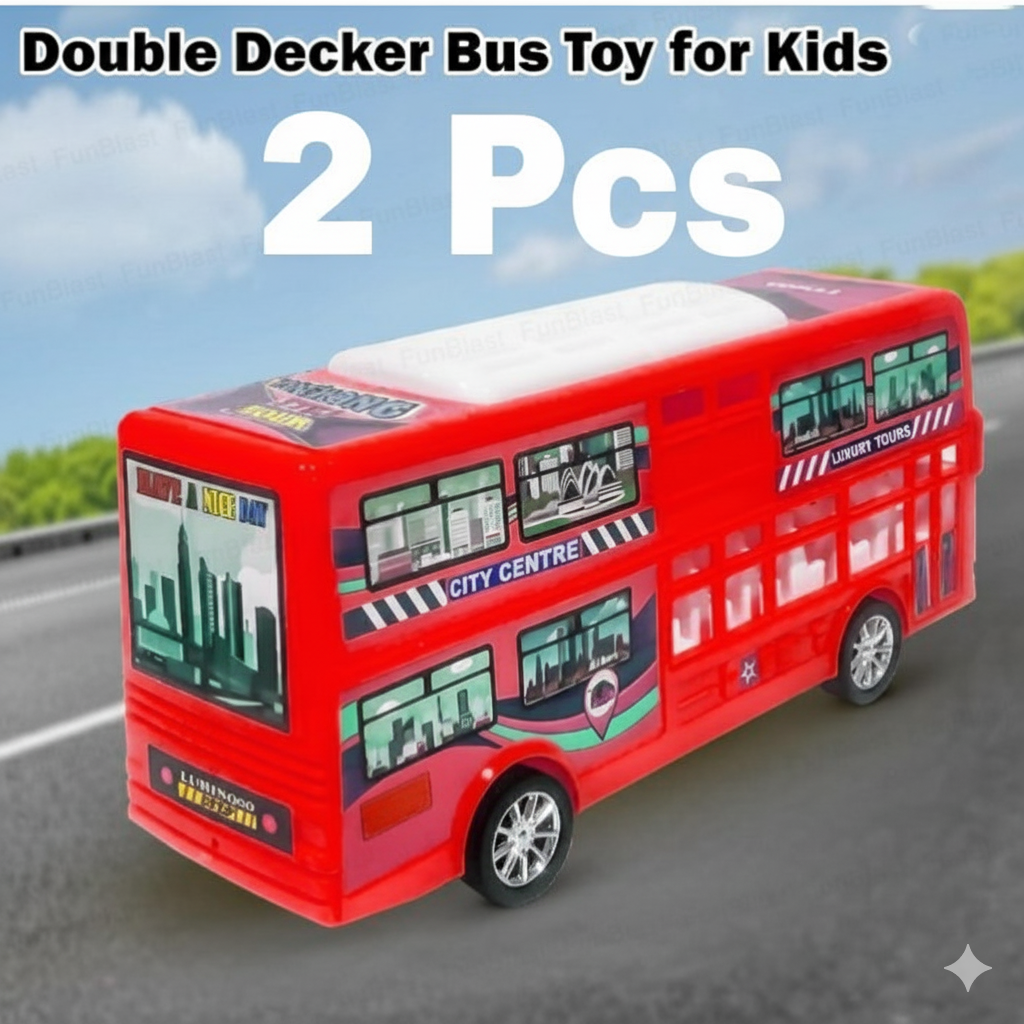 Double Decker Bus Toy for Kids – Pull Back Vehicle Toy, Push & Go Toy Bus for Boys & Girls Age 3+, Fun Birthday Gift for Kids.