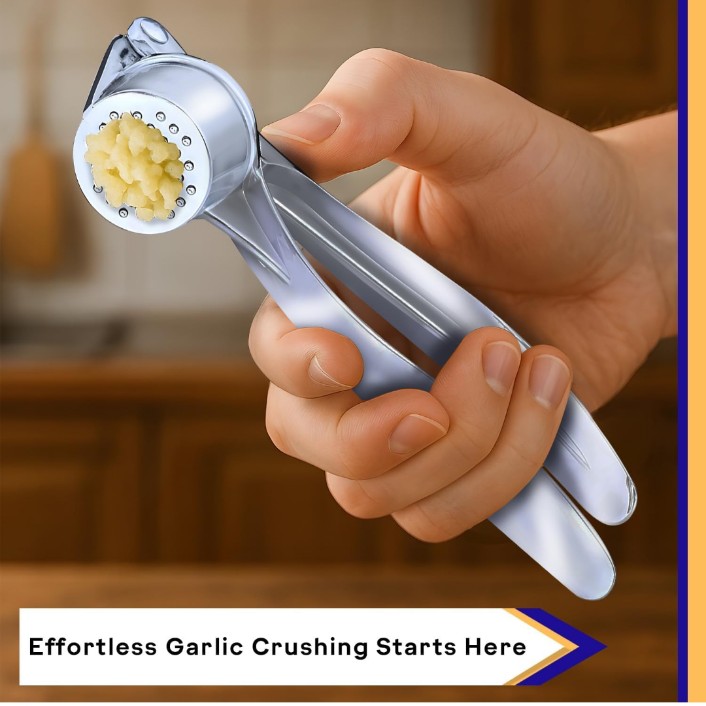 Premium Stainless Steel Garlic Crusher Presser | Manual Garlic Press | Ergonomic Handheld Garlic Chopper & Cutter for Kitchen - Rustproof & Easy to Clean.