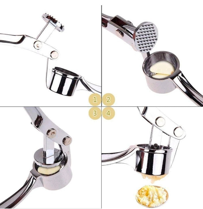 Premium Stainless Steel Garlic Crusher Presser | Manual Garlic Press | Ergonomic Handheld Garlic Chopper & Cutter for Kitchen - Rustproof & Easy to Clean.