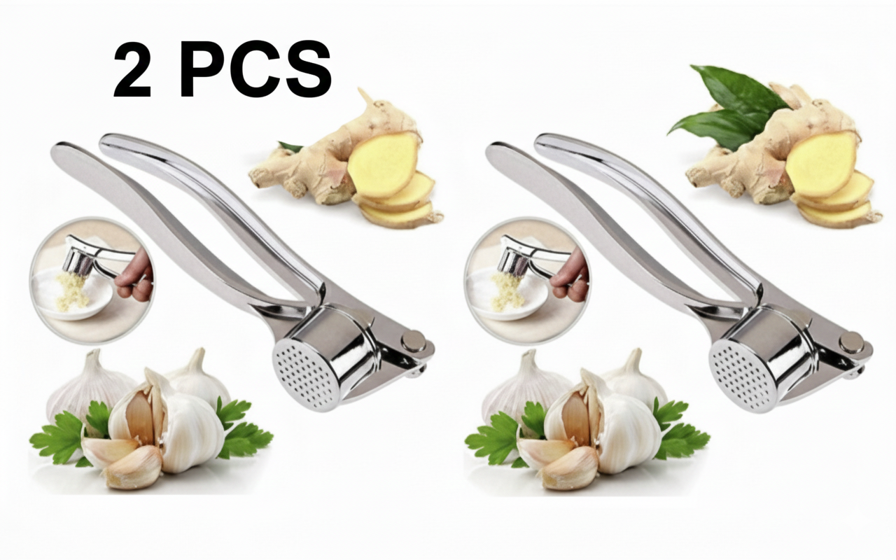 Premium Stainless Steel Garlic Crusher Presser | Manual Garlic Press | Ergonomic Handheld Garlic Chopper & Cutter for Kitchen - Rustproof & Easy to Clean.