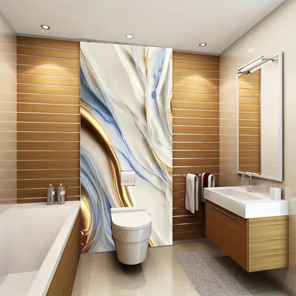 New Vinyl Marble Wallpaper Peel and Stick Waterproof Wallpaper for Home Kitchen Countertop Cabinet Furniture Oil Proof Kitchen Stickers (60X200) (SE-New Ocean Gold)