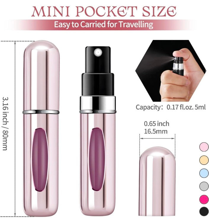 Refillable Perfume Atomizer Bottle, Portable Travel Mini Spray Bottles, Cologne Dispenser Perfume Bottles, Portable Empty Spray Bottle for Travel Multicolor.