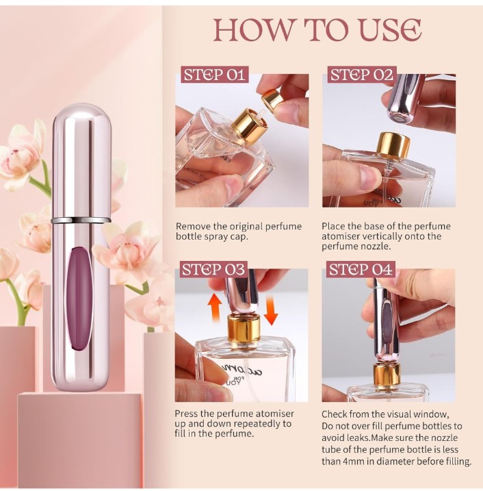 Refillable Perfume Atomizer Bottle, Portable Travel Mini Spray Bottles, Cologne Dispenser Perfume Bottles, Portable Empty Spray Bottle for Travel Multicolor.