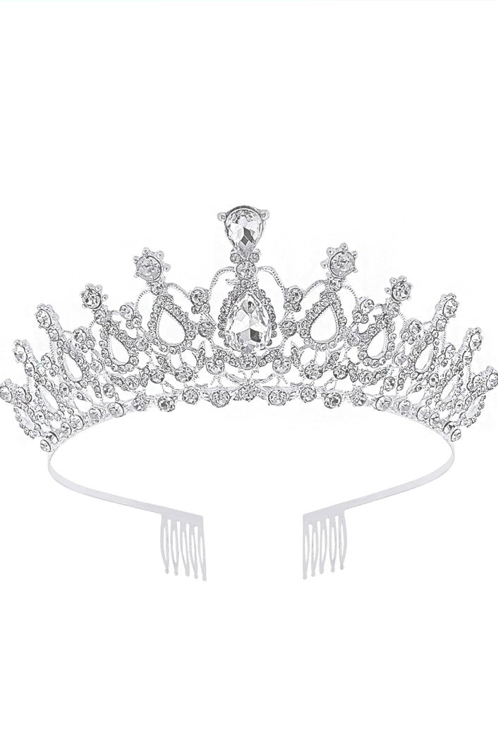 Tiara for Women and Girls Silver Gold Plated Crown Floral Crystal Studded Bridal Wedding Crown Tiaras for Women and Girls Gift