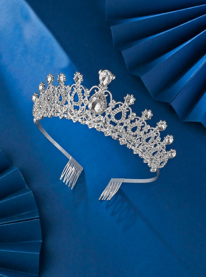 Tiara for Women and Girls Silver Gold Plated Crown Floral Crystal Studded Bridal Wedding Crown Tiaras for Women and Girls Gift