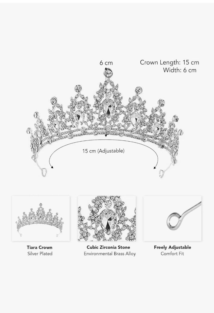 Tiara for Women and Girls Silver Gold Plated Crown Floral Crystal Studded Bridal Wedding Crown Tiaras for Women and Girls Gift