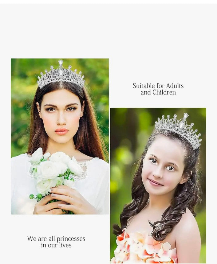 Tiara for Women and Girls Silver Gold Plated Crown Floral Crystal Studded Bridal Wedding Crown Tiaras for Women and Girls Gift