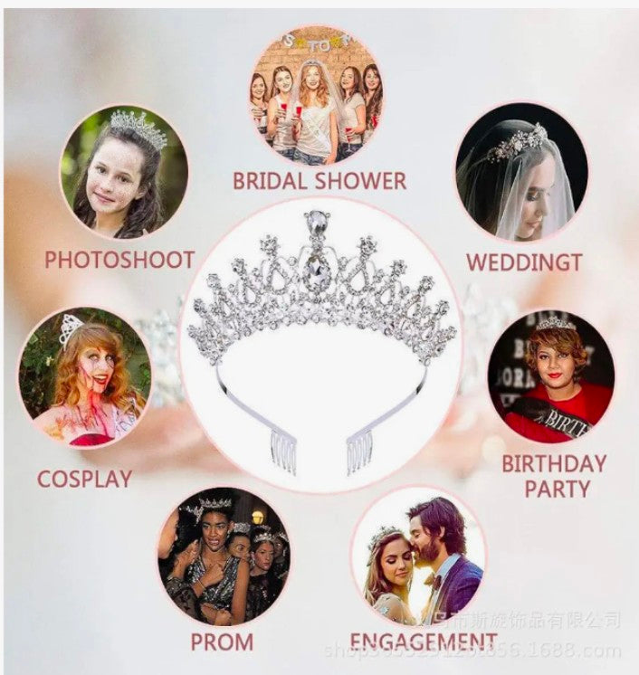 Tiara for Women and Girls Silver Gold Plated Crown Floral Crystal Studded Bridal Wedding Crown Tiaras for Women and Girls Gift