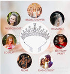 Tiara for Women and Girls Silver Gold Plated Crown Floral Crystal Studded Bridal Wedding Crown Tiaras for Women and Girls Gift