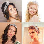 Tiara for Women and Girls Silver Gold Plated Crown Floral Crystal Studded Bridal Wedding Crown Tiaras for Women and Girls Gift