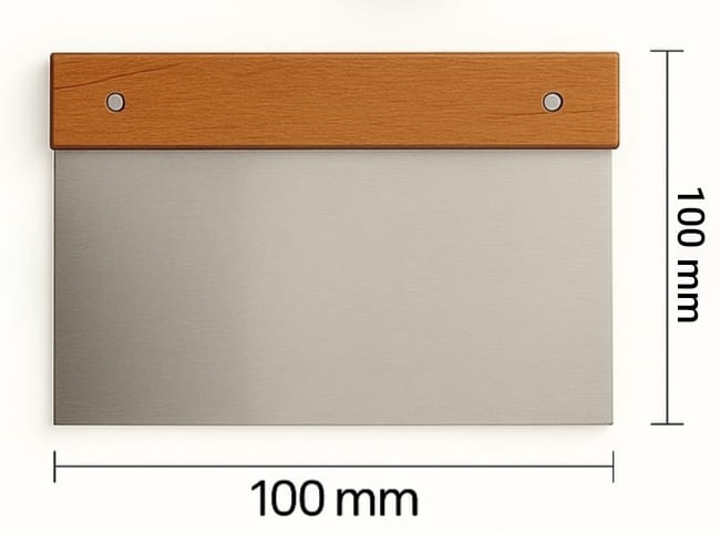 Iron Metal Dough Scraper with Wooden Handle – 10 cm × 10 cm Bench Scraper for Baking & Chopping