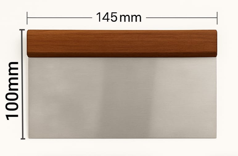 Iron Metal Dough Scraper with Wooden Handle – 10 cm × 10 cm Bench Scraper for Baking & Chopping