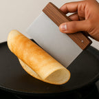 Iron Metal Dough Scraper with Wooden Handle – 10 cm × 10 cm Bench Scraper for Baking & Chopping
